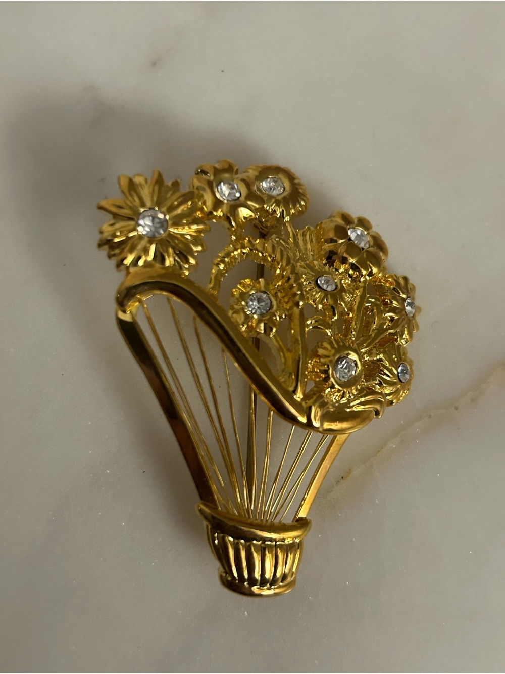 Vintage Monet "Spinnerets" flower basket brooch